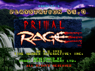 Primal Rage title screen for Playstation